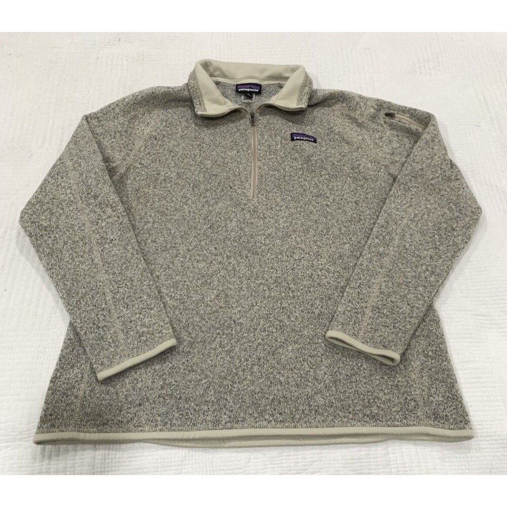 Patagonia Quarter Zip Better Sweater Fleece Jumper Womens XL Pelican Gray Beige